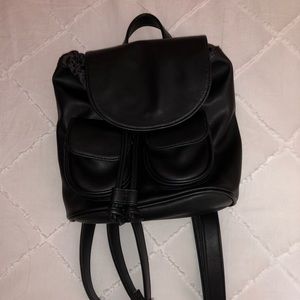 Black Faux Leather Backpack